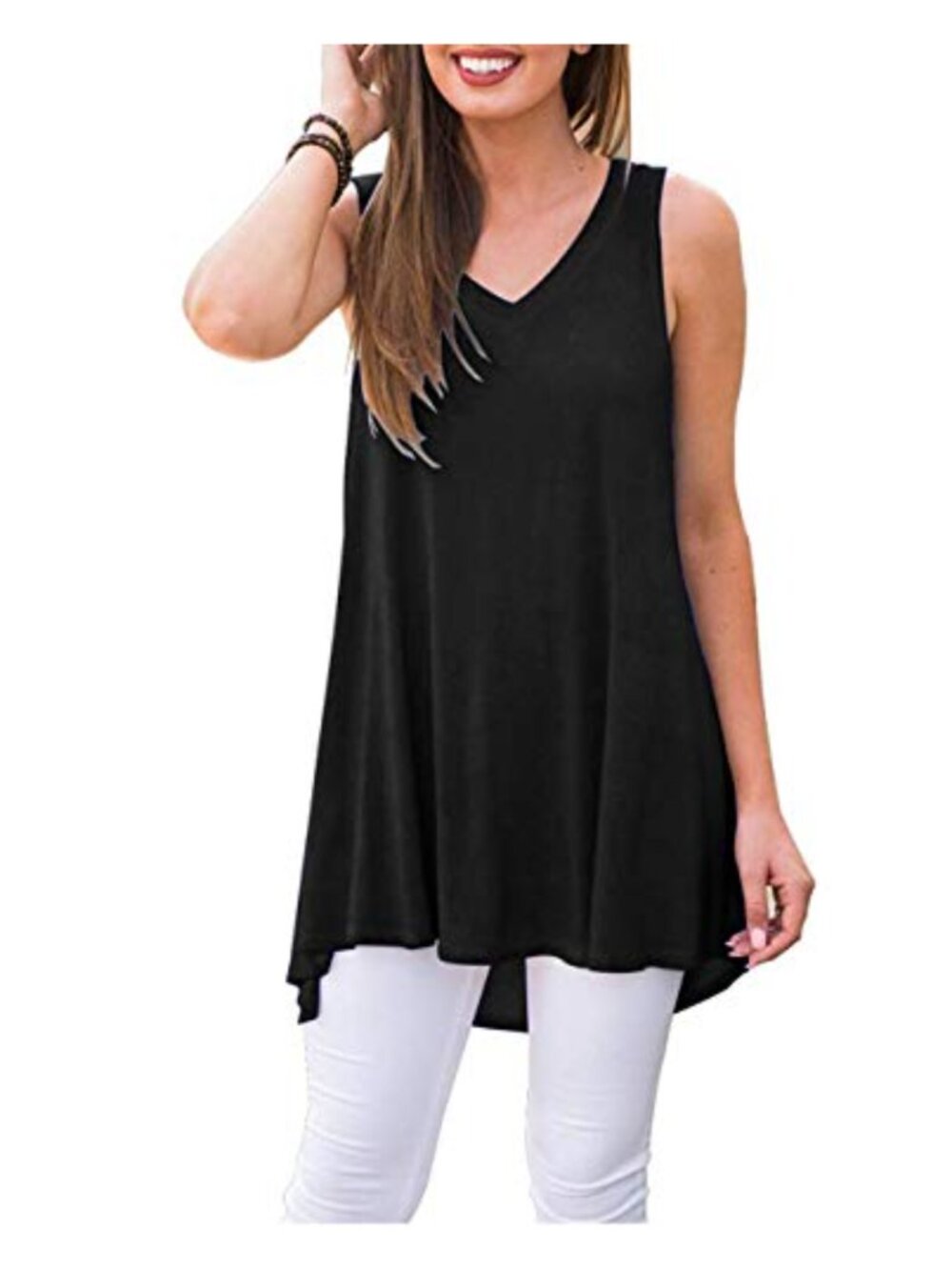 Womens Tank Top Sleeveless V-Neck Flowy Tunic Summer Casual